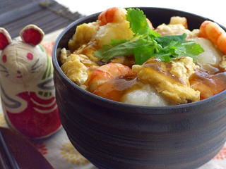 厚揚げと蓮根のふわふわ・もちもち丼。と色バトン♪
