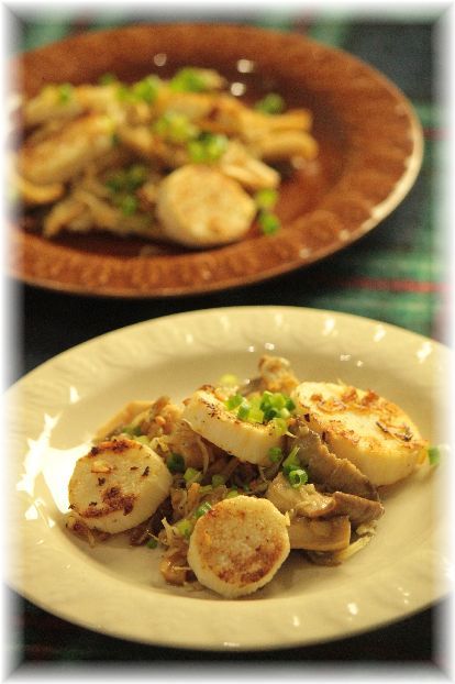 長芋とエリンギの 醤油バター炒め。 と献立。