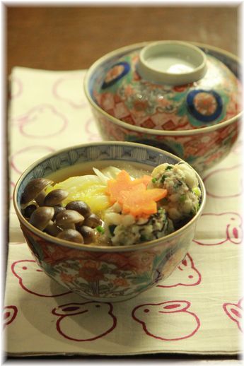 鶏海苔団子。 と献立。