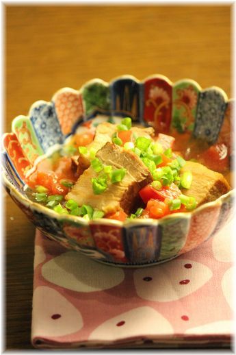 さっぱりトマト角煮。 と献立。