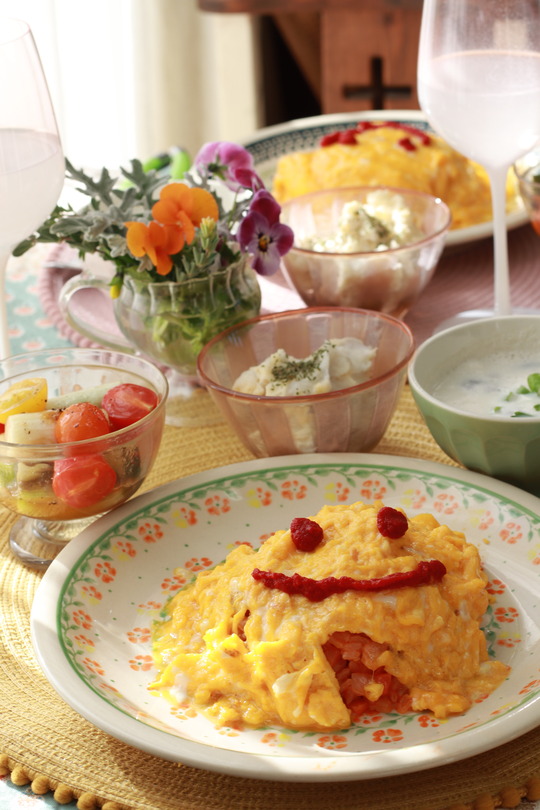 【レシピ】おおいたクッキングアンバサダー　長ねぎのフライパンマリネ。と　オムライスの献立。と　ふくふく。。