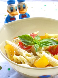 チーズクリームの冷たいパスタ と タマゴのお知らせ。