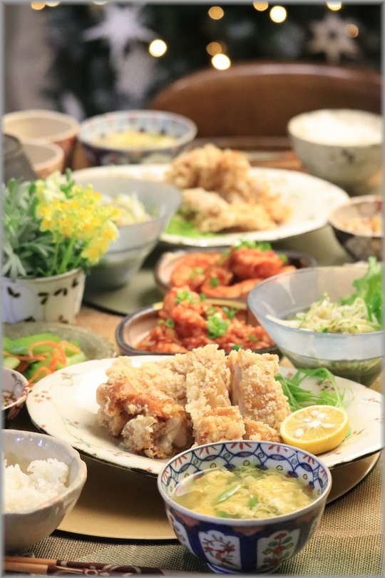 【レシピ】ざくざく油淋鶏。と　献立。と　贅沢な平日。