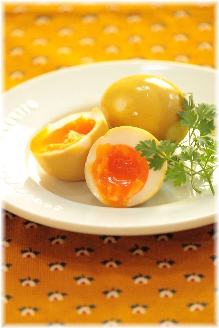 カレーめんつゆ 味玉。 と 献立。