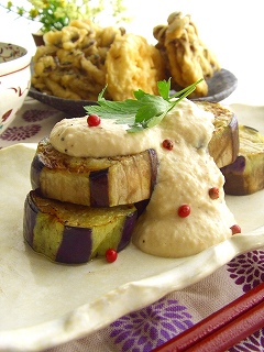 茄子のクリーム田楽とカリカリ☆きのこ天。そしてお詫び。