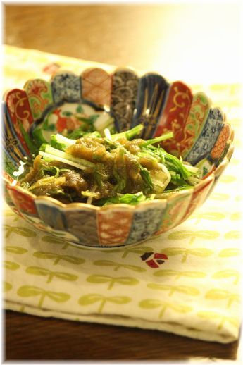 水菜のとろろ煮。 と 献立。