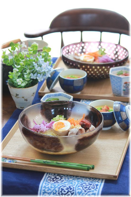 梅豚冷やし中華。 と お昼ごはん。