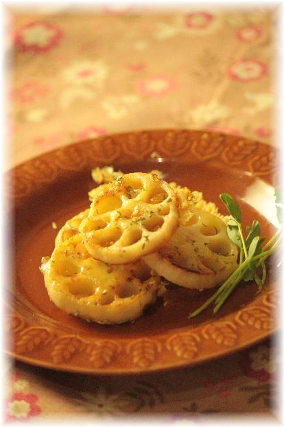 蓮根のガーリックチーズ焼き。 と 献立。