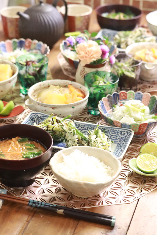   【レシピ】おおいたクッキングアンバサダー。味一ねぎと塩昆布のかきあげ。と　献立。