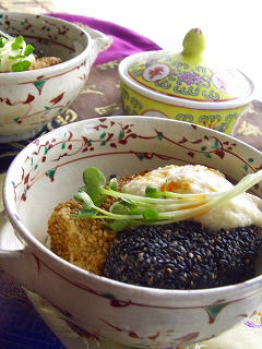 中華トロロ と ごま揚げ豆腐。