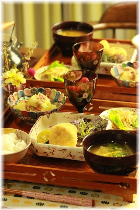 しらすとお豆腐入りコロッケ。 と 献立。