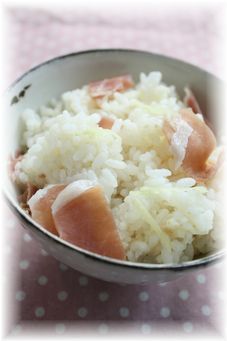 生ハム生姜ご飯。 と朝ご飯。