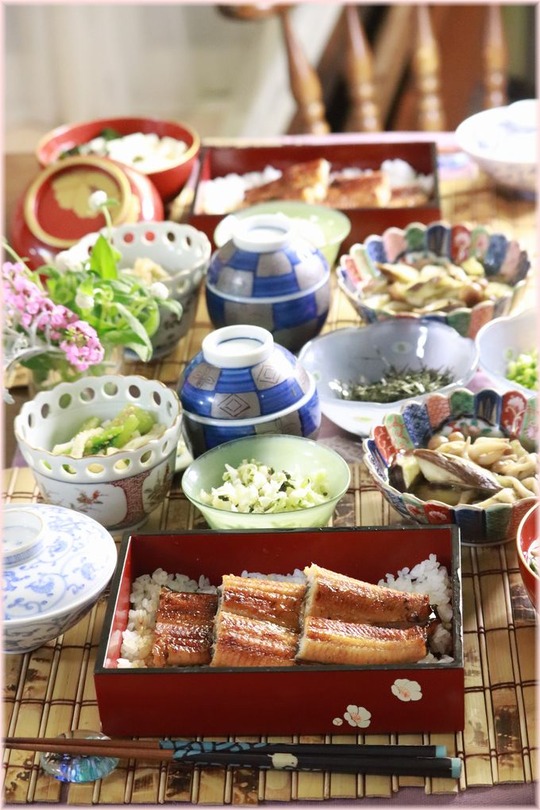 【献立】土用の丑の日の献立。と　うなぎとか、ウニとか。