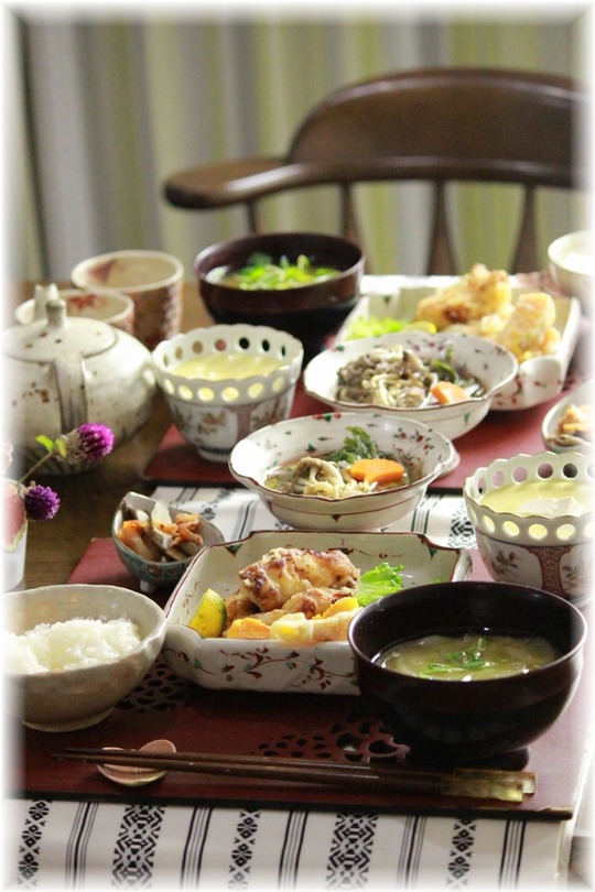 ヒトコトレシピ：西京鶏天。　と　献立。