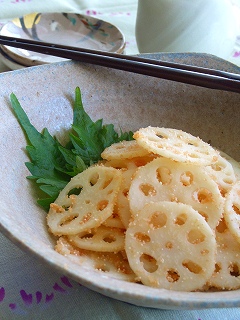 蓮根のたらこ・チーズ炒め。