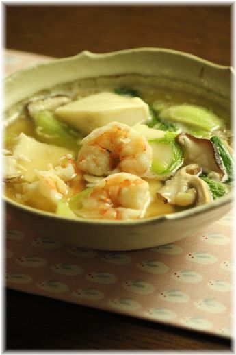 海老豆腐。 と 献立。