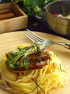 山葵チキン☆ペペロンチーノ。