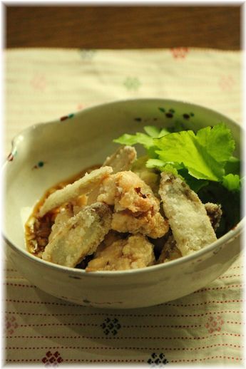 豚牛蒡の南蛮漬け。 と 献立。