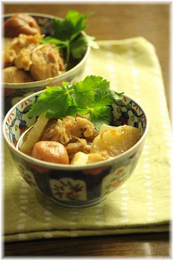 大根と鶏のおかか梅煮。 と献立。