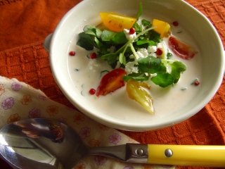 スモークサーモンのポタージュ☆サラダ。