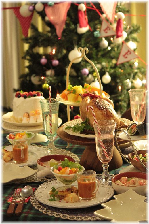 お鍋で作るローストチキン 醤油牛蒡編。 と クリスマスイブの献立。