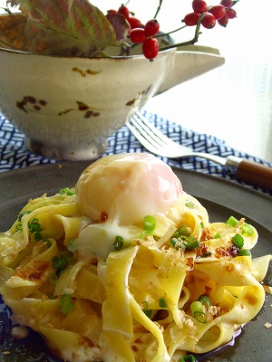 チーズクリームの葱おかかパスタ♪