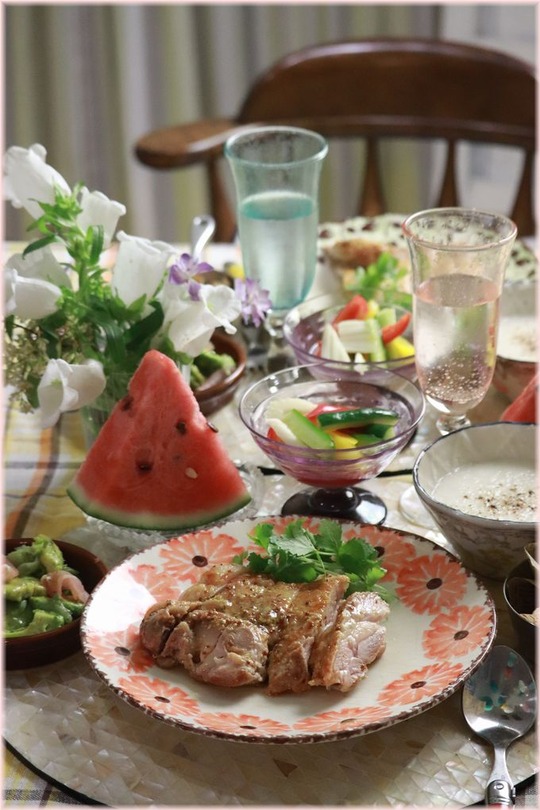 【レシピ】鶏肉のハニーマスタードソテー。と　献立。と　このままずっと。　