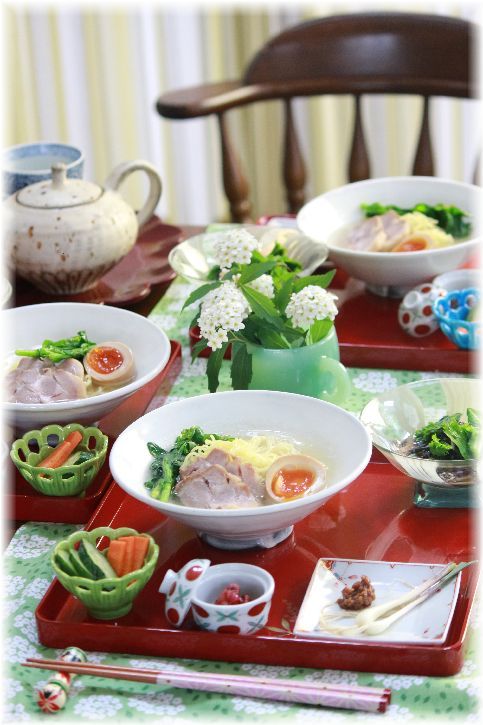 菜の花 塩ラーメン。 と 献立。