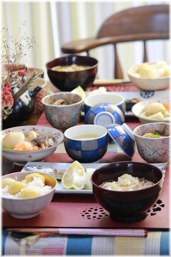 さんまの塩焼き。と 献立。