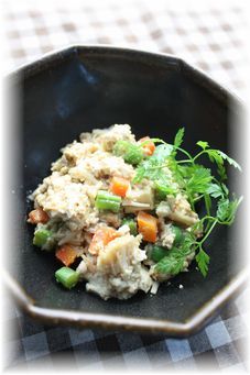 胡麻味噌炒り豆腐。 と朝御飯。