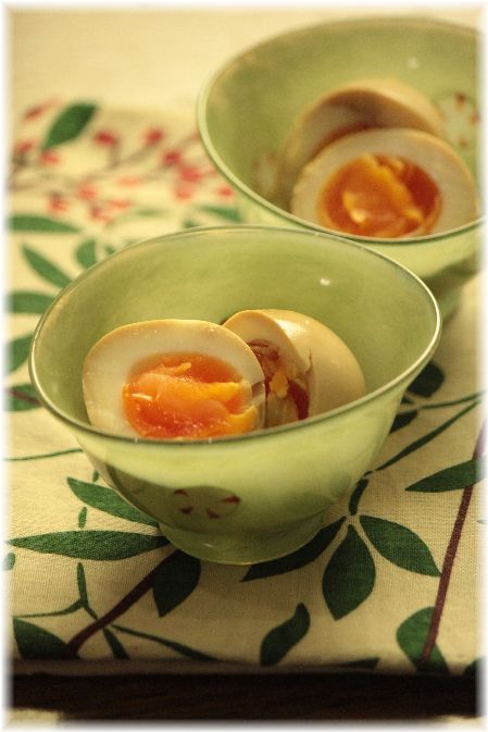 柚子こしょう味玉。 と 七草粥の 朝ごはん。