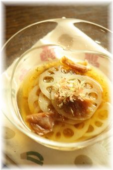 新れんこんの梅おかかお浸し。 と献立。