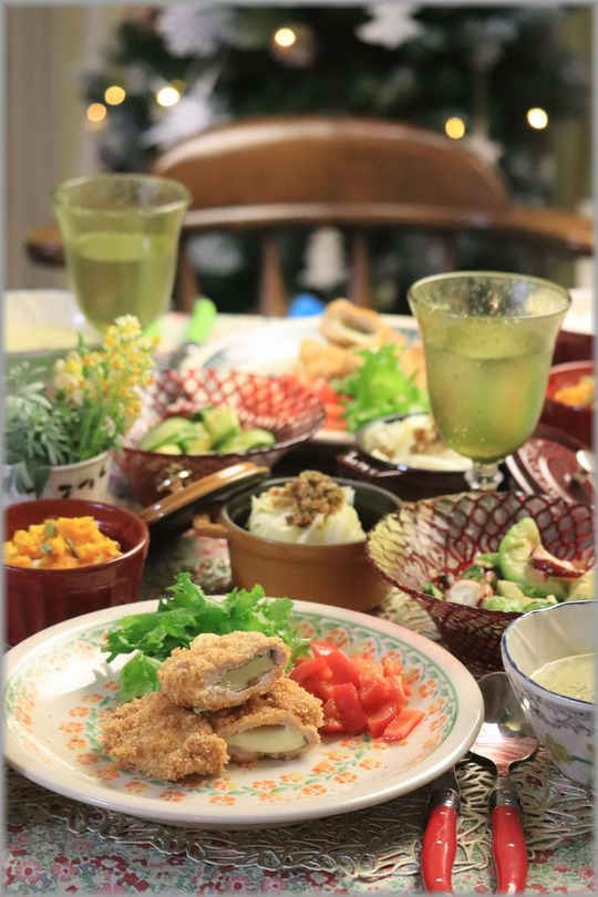 【レシピ】紫蘇チーズのヒレカツ。と　献立。と　帰り道のおめでとう。