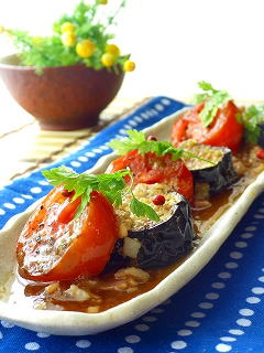 茄子とトマトのステーキ。