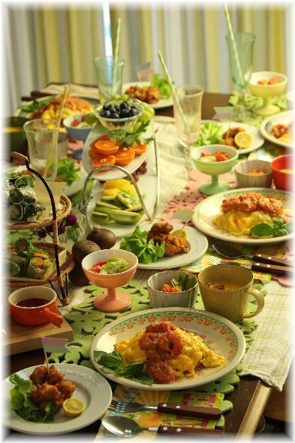 海老クリームオムライス。 と お友達献立。