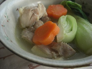鶏と青梗菜の中華煮。 と 献立。