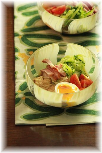 長芋の冷やし中華。 と献立。