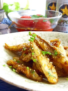 居酒屋☆ゴボウ と トマトのお浸し。