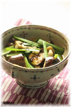 茄子の海苔ニラ煮。 と献立。