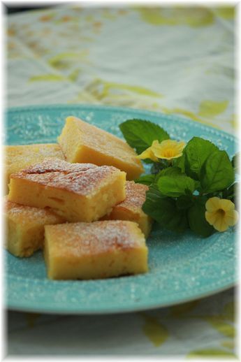 冷やして食べる オリーブオイルとヨーグルトのケーキ。
