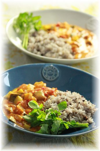 夏野菜速攻カレー。 と献立。