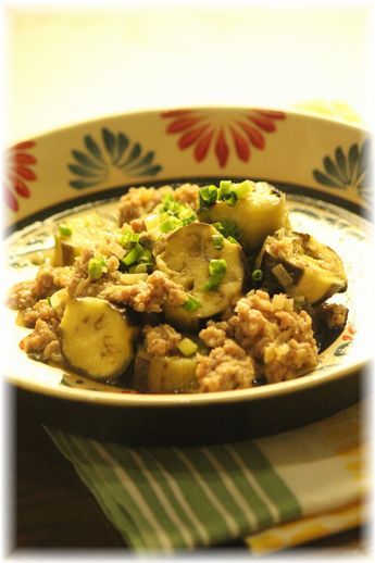 手放し麻婆茄子。 と 献立。