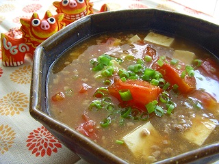 トマトのサッパリ☆和風麻婆豆腐。 と献立。