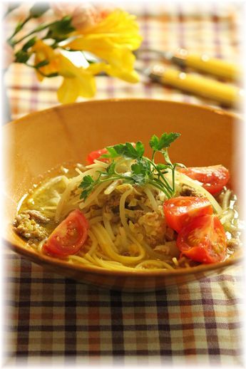 もやし・カレースープパスタ。 と献立。