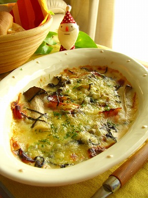 海苔ときのこのクリームグラタン。