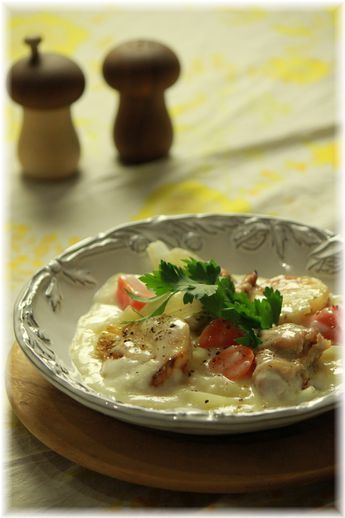 味噌焼き蕪の ホワイトシチュー。 と献立。