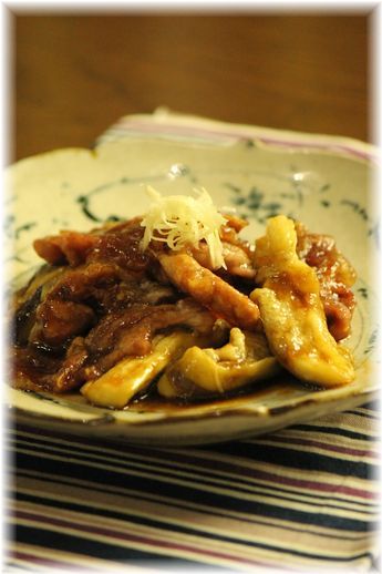 とろとろ茄子の生姜焼き と献立。