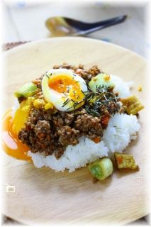 和風ドライカレー。 と献立。