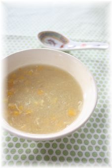 すりおろしじゃがいもの中華スープ。 と献立。