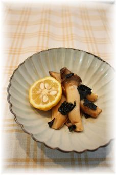 エリンギの海苔生姜焼き。 と朝御飯。